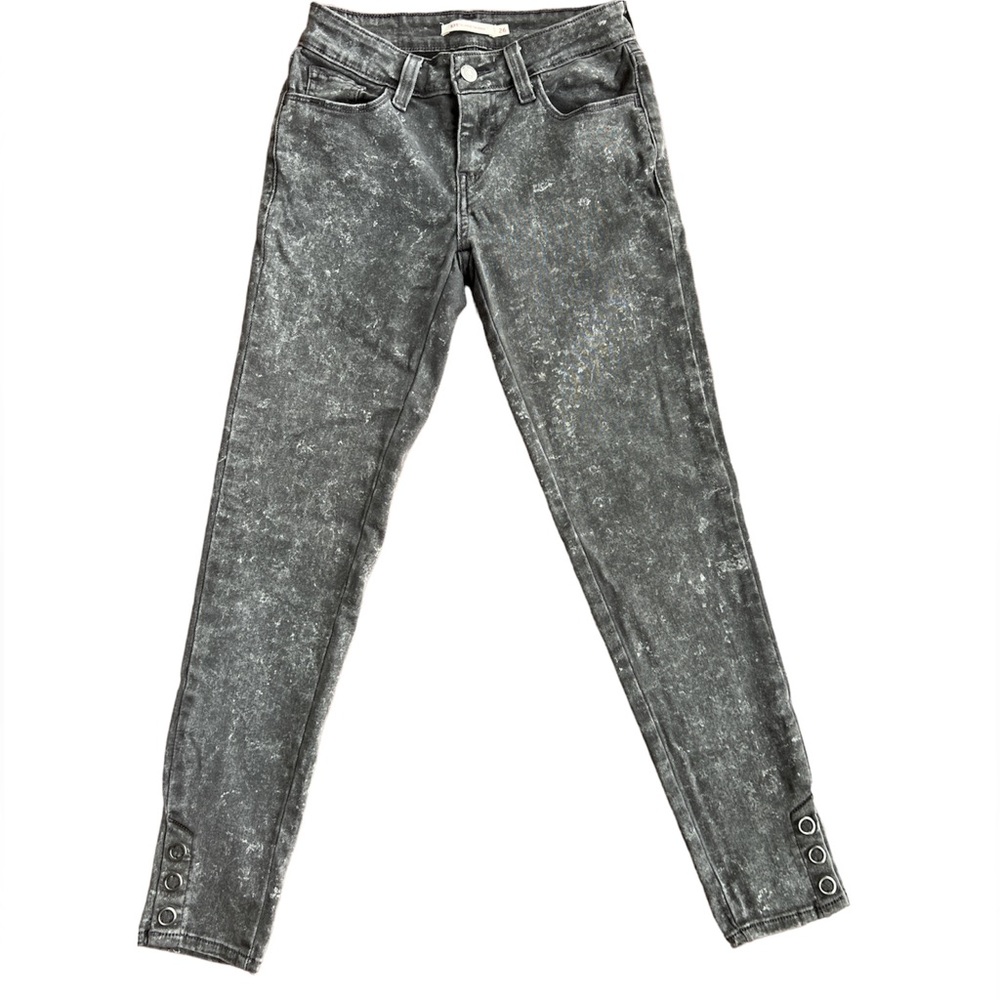 Levi’s Womens 535 Ankle-Snap Super-Skinny Jeans Black Acid Wash Size 26